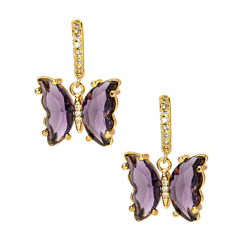 Purple Butterfly Tassel Design Drop Earrings Embellished - Temu Australia